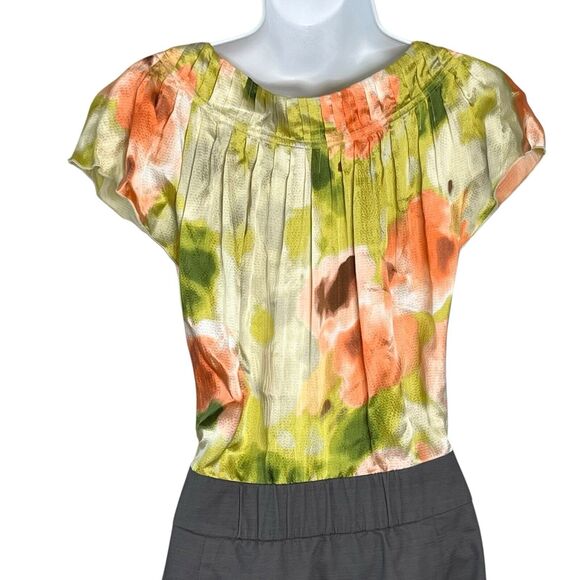 Tabitha Anthropologie Zoya Watercolor Dress Size 8 Silk Cotton Combo Pockets - Picture 6 of 9